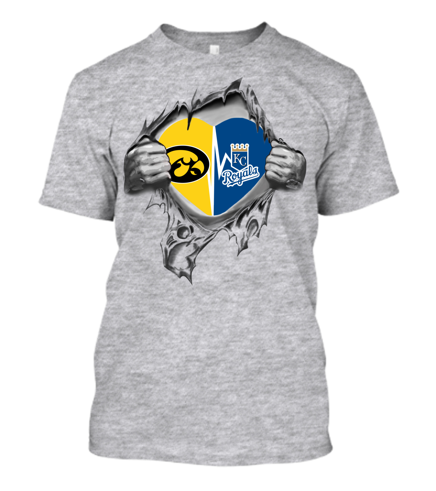 Iowa Hawkeyes Heart Kc Royals Fan Loyalty T-Shirt