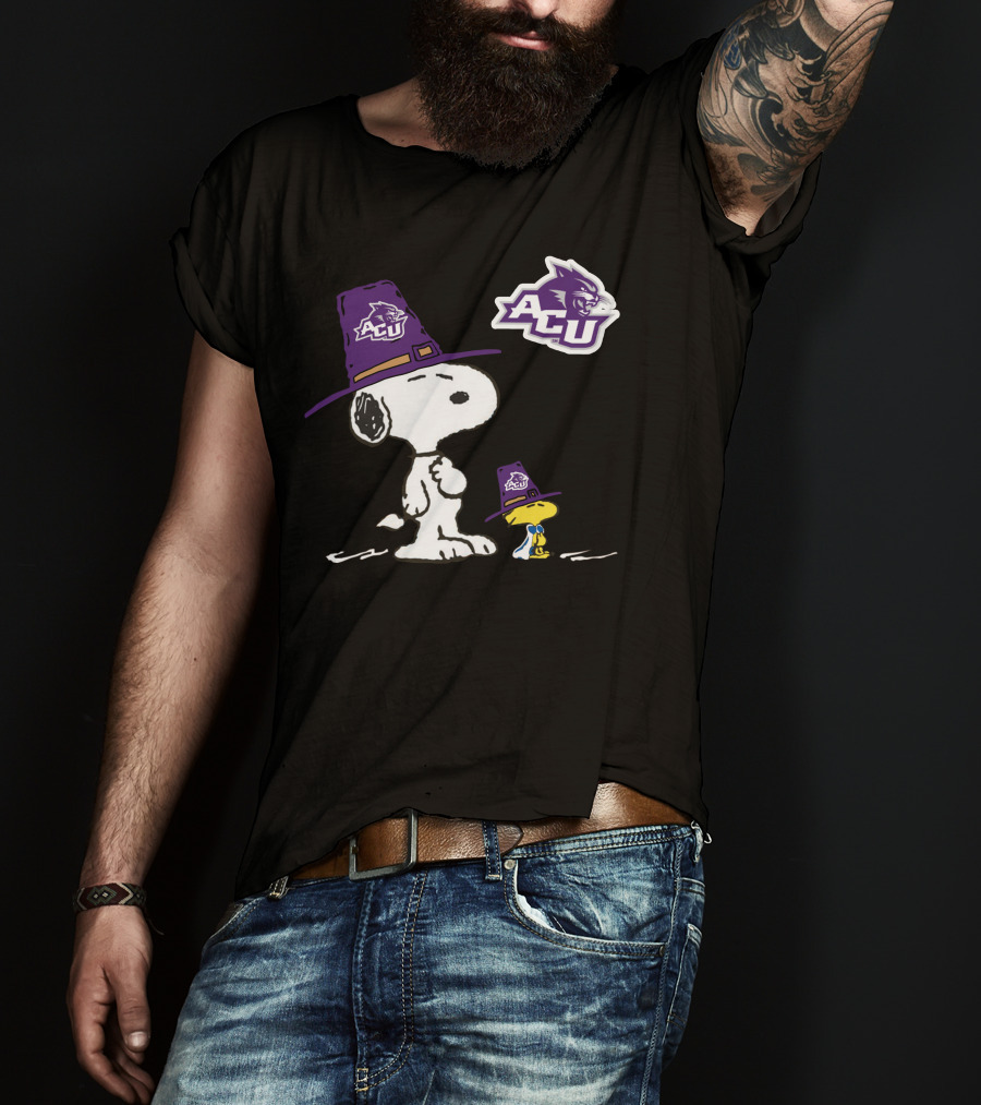 ACU Wildcats Snoopy Woodstock Pilgrim Hat T-Shirt