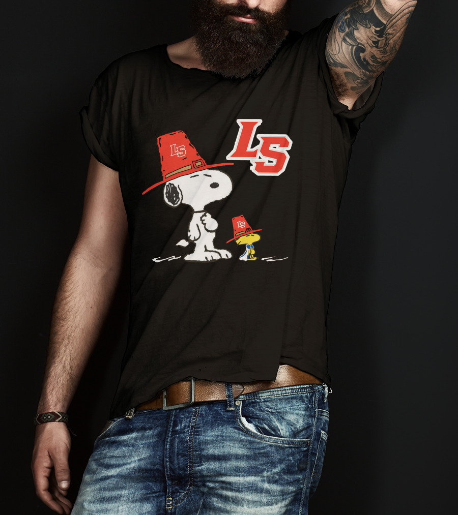 LS La Salle Snoopy And Woodstock With Red Hats T-Shirt