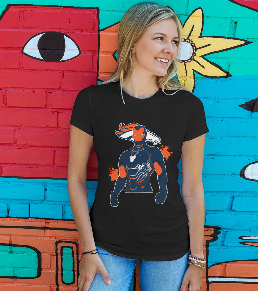 Iron Man Denver Broncos Crossover Marvel Nfl Fan T-Shirt