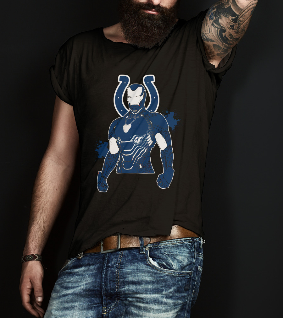 Iron Man Colts Mashup Nfl Character Crossover T-Shirt