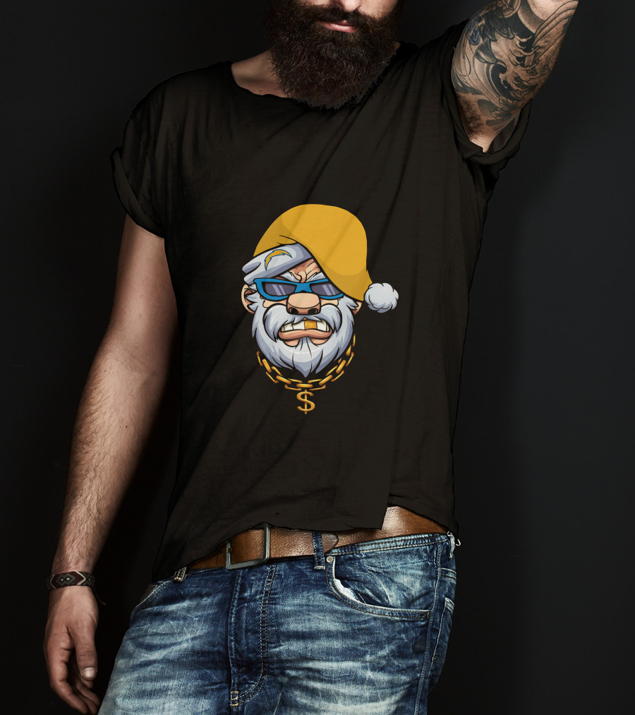 Gangster Santa Chargers Style Christmas Look With Money Chain T-Shirt