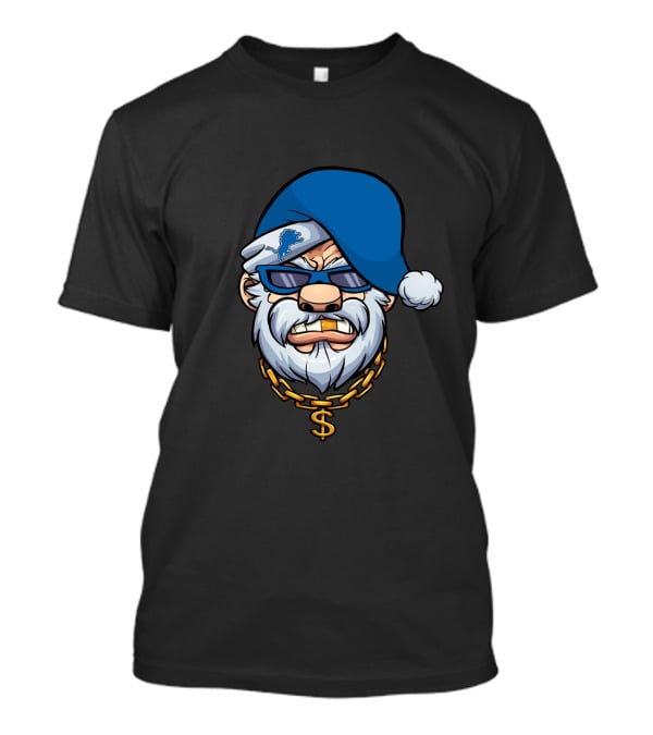 Lions Gangster Santa Detroit Football Dollar Chain T-Shirt