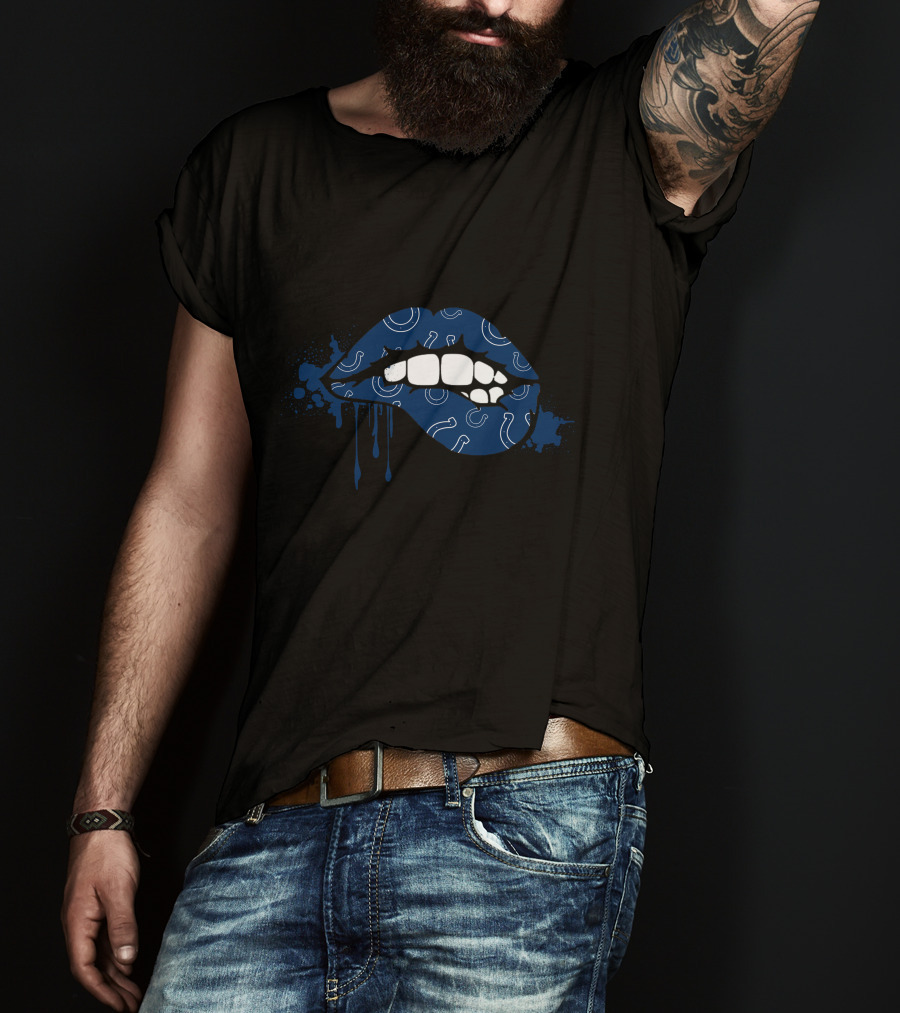Dripping Blue Lips With Horseshoe Colts T-Shirt