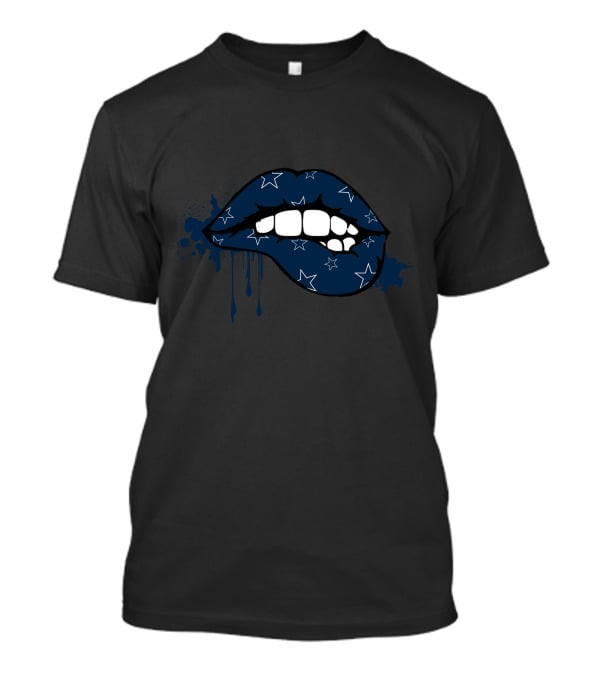 Dripping Lips Blue Star Pattern Cowboys T-Shirt
