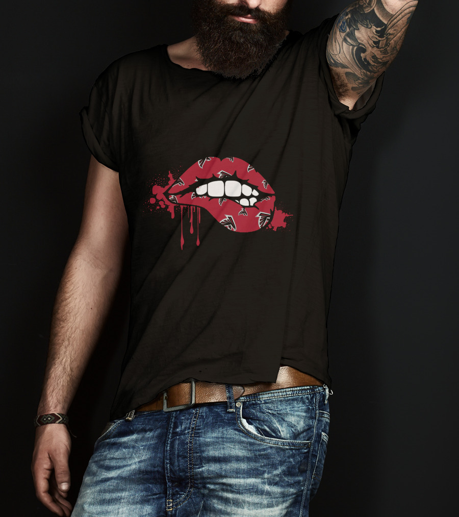 Dripping Lips With Falcons Iconic Red Bite T-Shirt