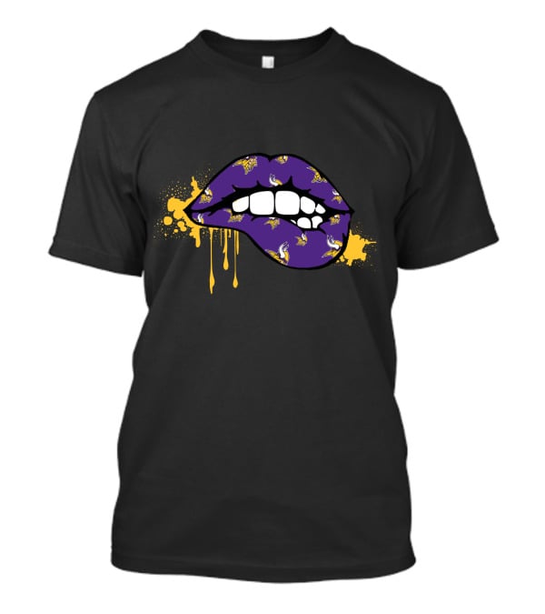 Dripping Lips Purple With Vikings Logos T-Shirt