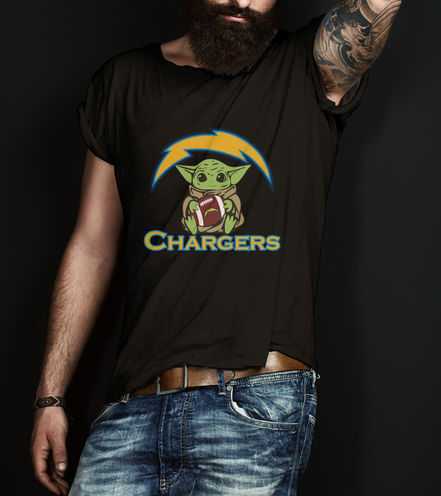 Chargers Baby Yoda Star Wars Football T-Shirt
