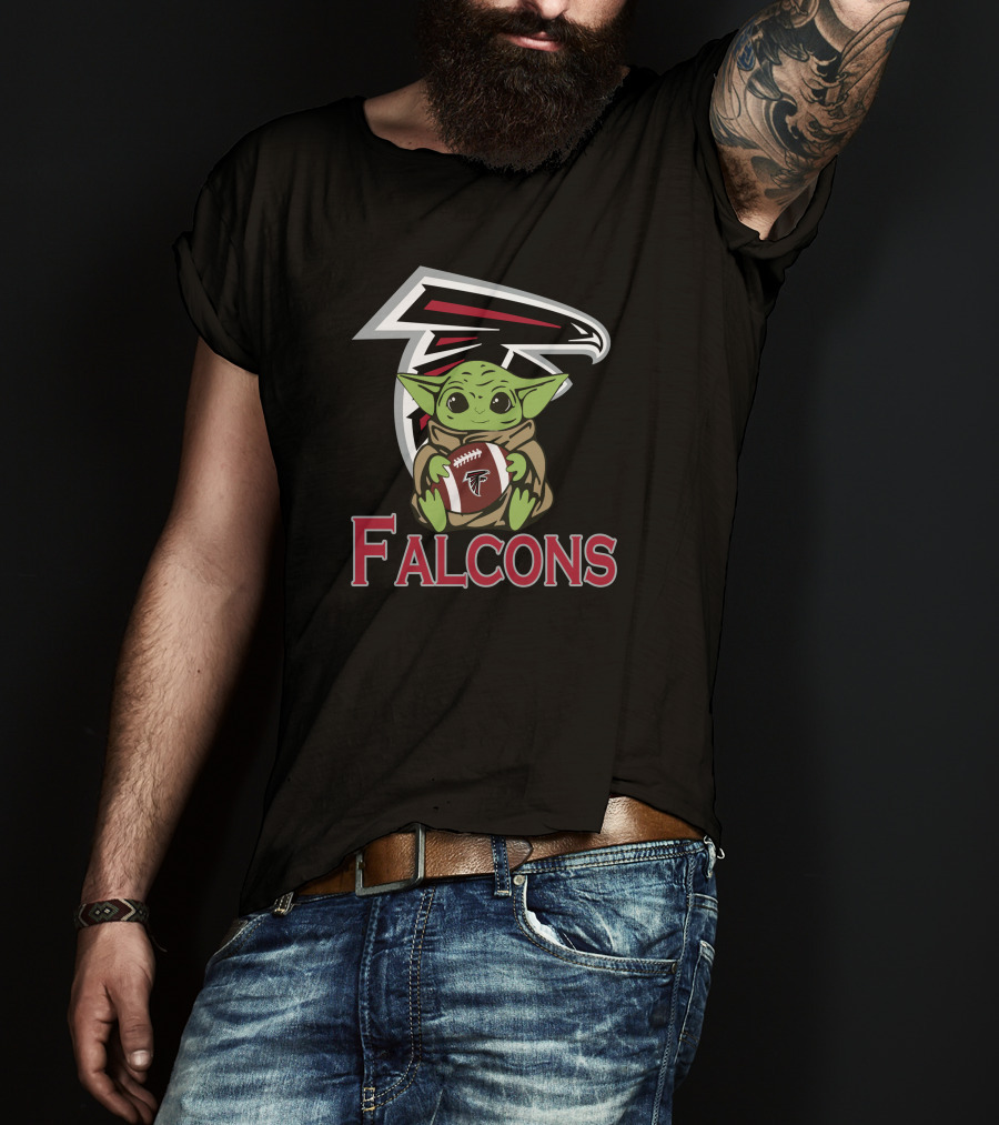 Falcons Baby Yoda Star Wars Football T-Shirt