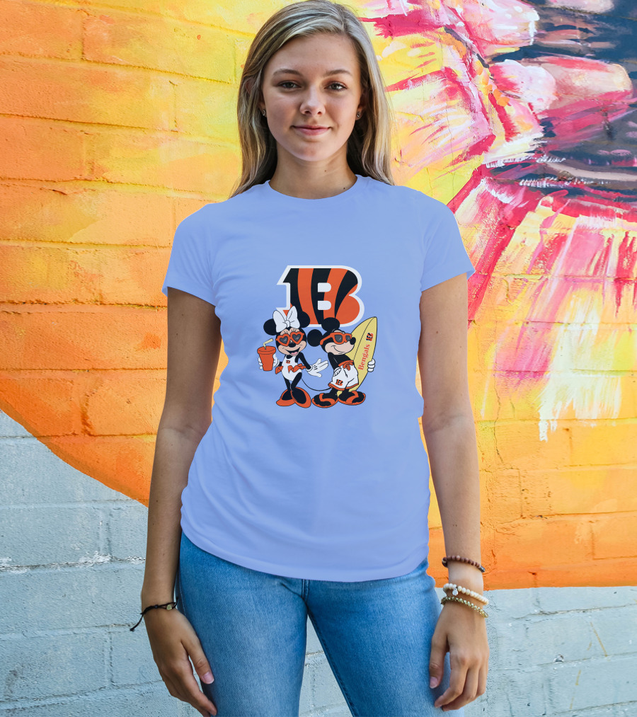 Bengals Mickey And Minnie Vacation Surfer Adventure T-Shirt