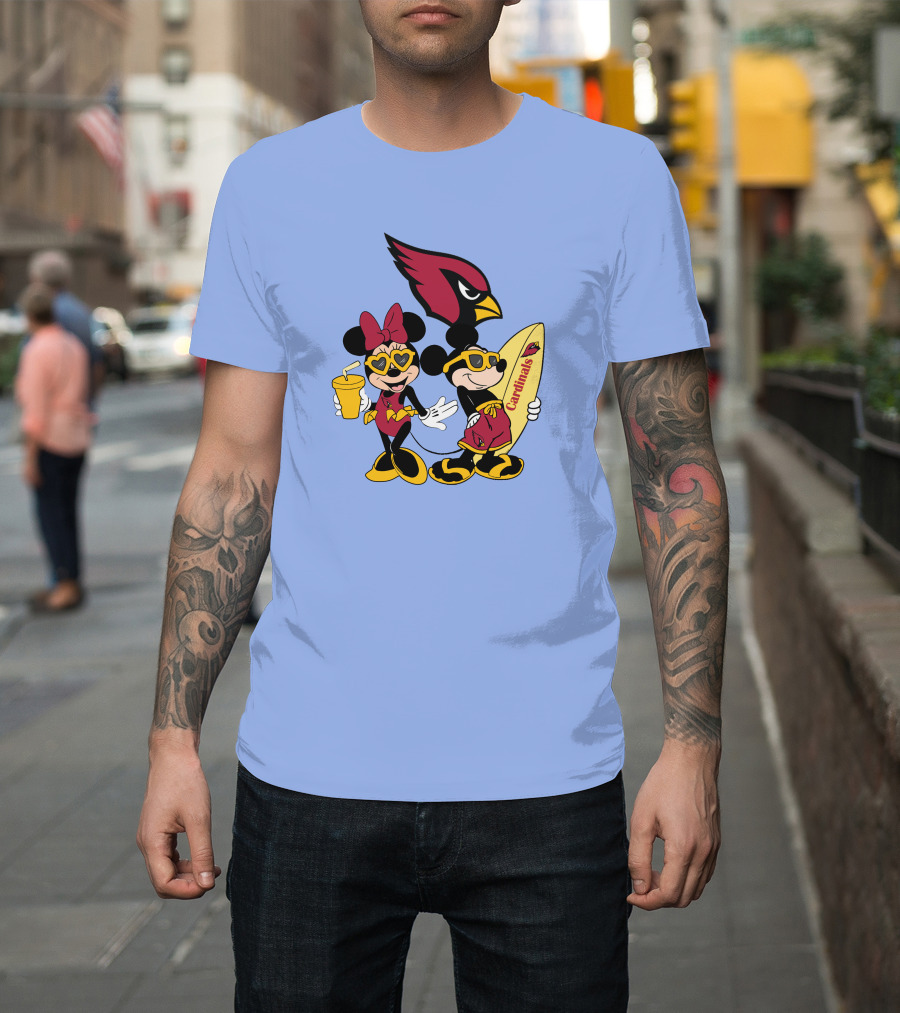 Cardinals Mickey Happy Vacation Surfboarding Fun T-Shirt