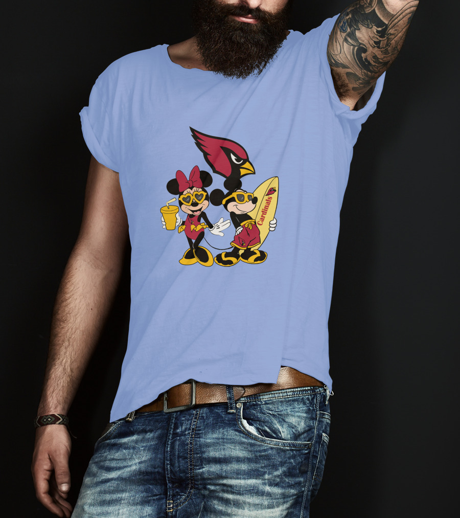 Cardinals Mickey Happy Vacation Surfboarding Fun T-Shirt