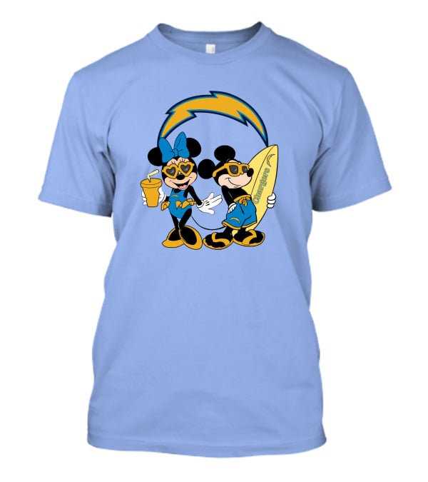 Chargers Mickey Happy Vacation Surfer Duo With Heart Sunglasses T-Shirt