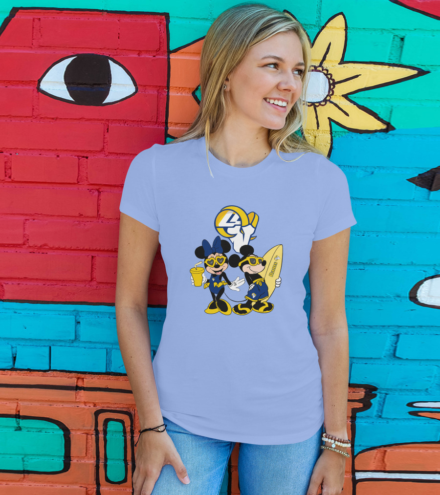Rams Mickey Happy Vacation Football Surf Adventure T-Shirt