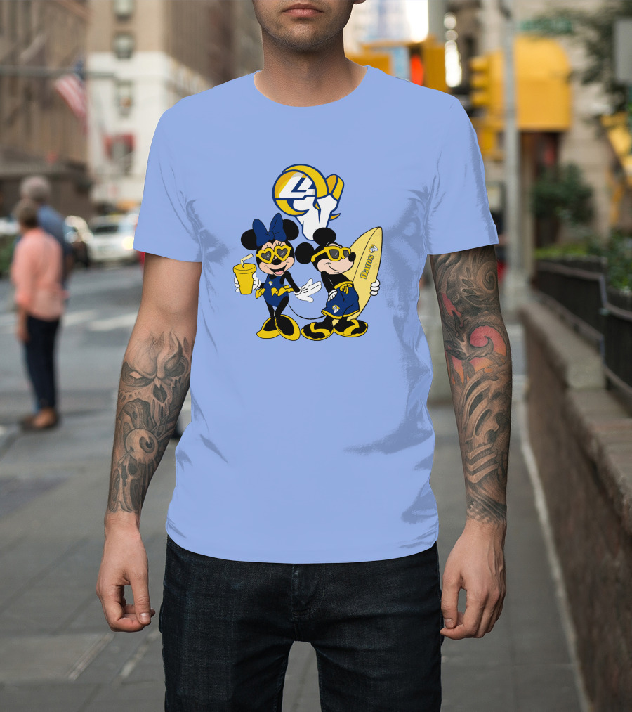 Rams Mickey Happy Vacation Football Surf Adventure T-Shirt