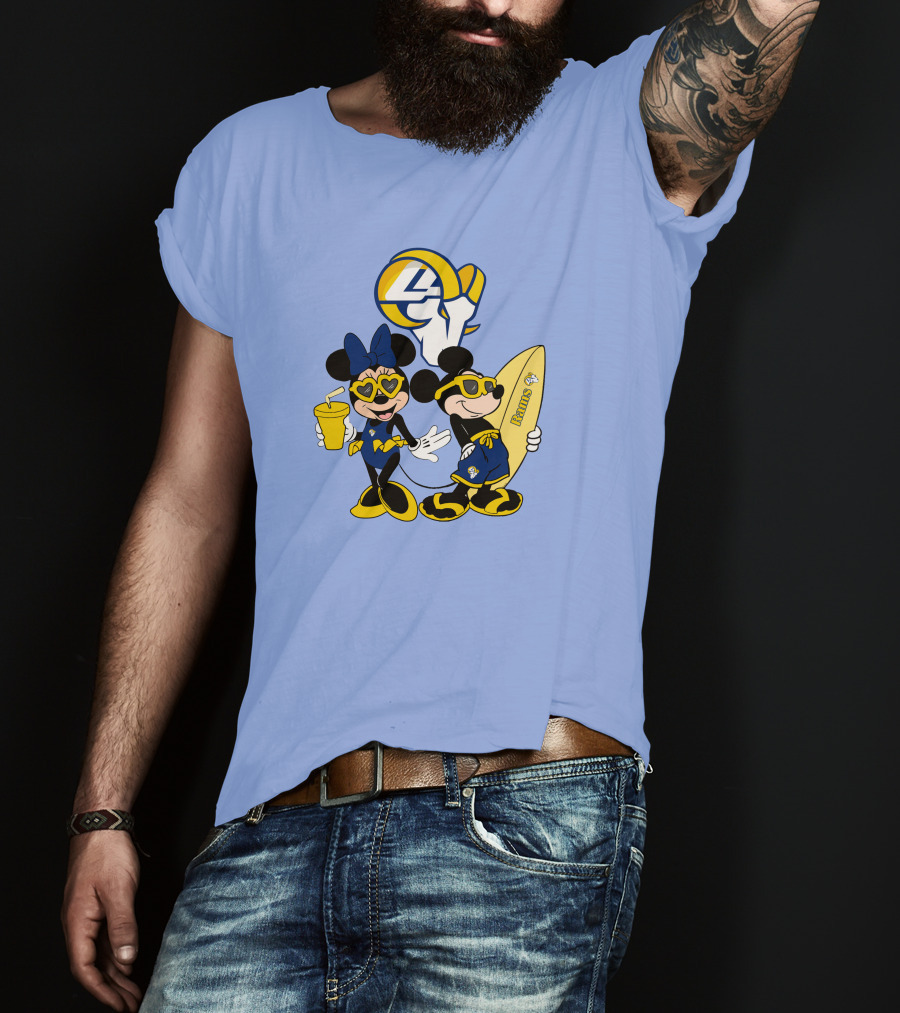 Rams Mickey Happy Vacation Football Surf Adventure T-Shirt