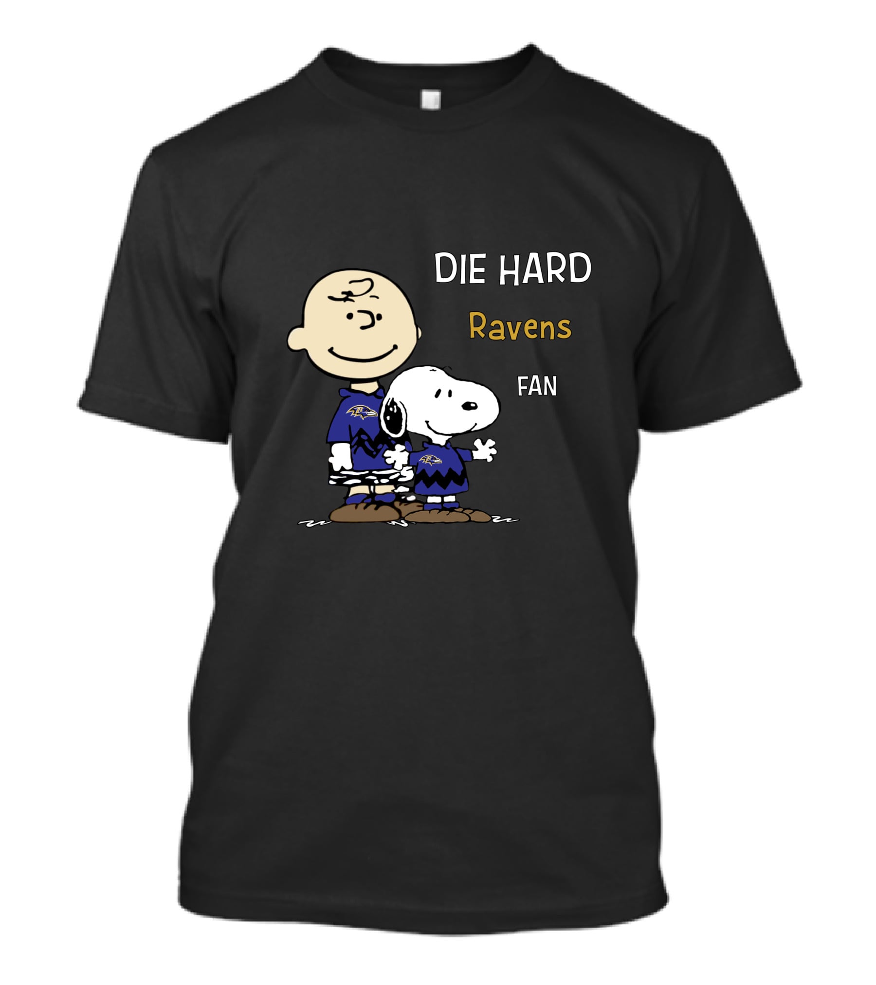DIE HARD Baltimore Ravens Fan Snoopy Charlie Brown T-Shirt