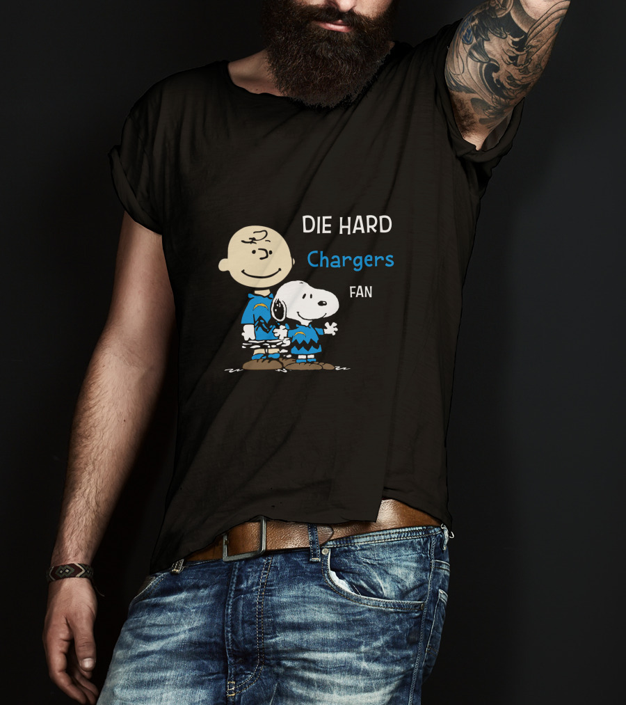 Die Hard Chargers Fan Snoopy And Charlie Brown T-Shirt