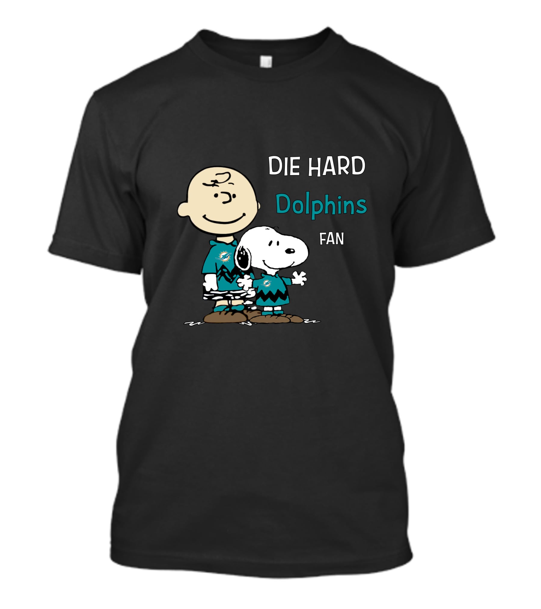Die Hard Dolphins Fan Snoopy And Charlie Brown T-Shirt