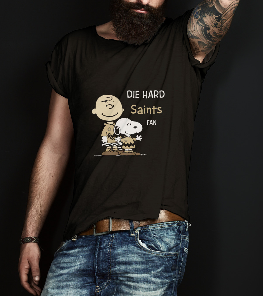 Die Hard Saints Fan Charlie Brown And Snoopy T-Shirt
