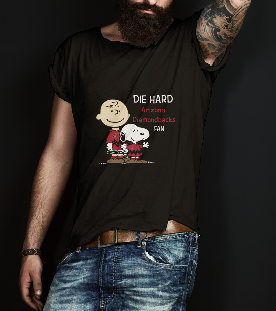 Die Hard Arizona Diamondbacks Fan Snoopy And Charlie Brown T-Shirt