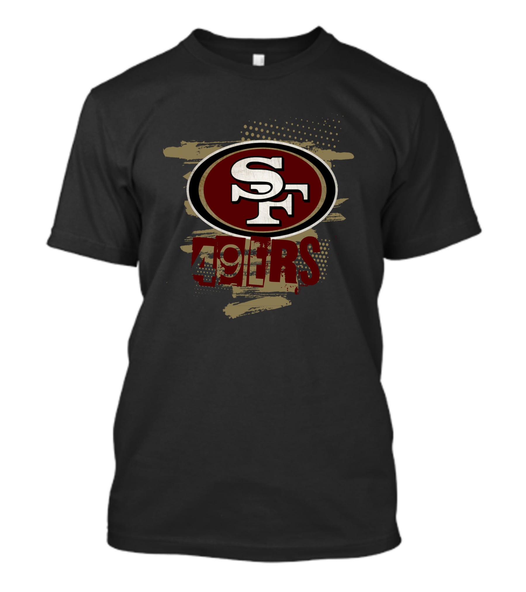 SF 49ERS Oval Red Logo With Distressed Background T-Shirt
