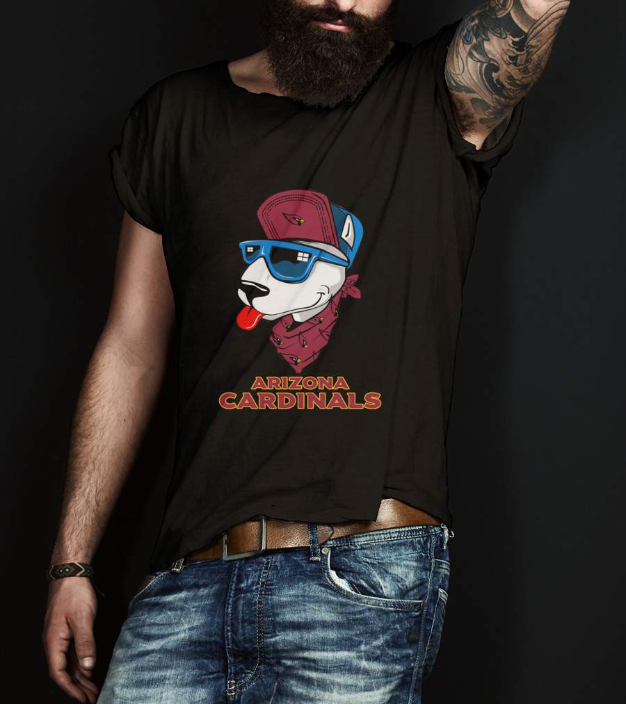 Arizona Cardinals Bull Terrier Wearing Sunglasses And Bandana T-Shirt