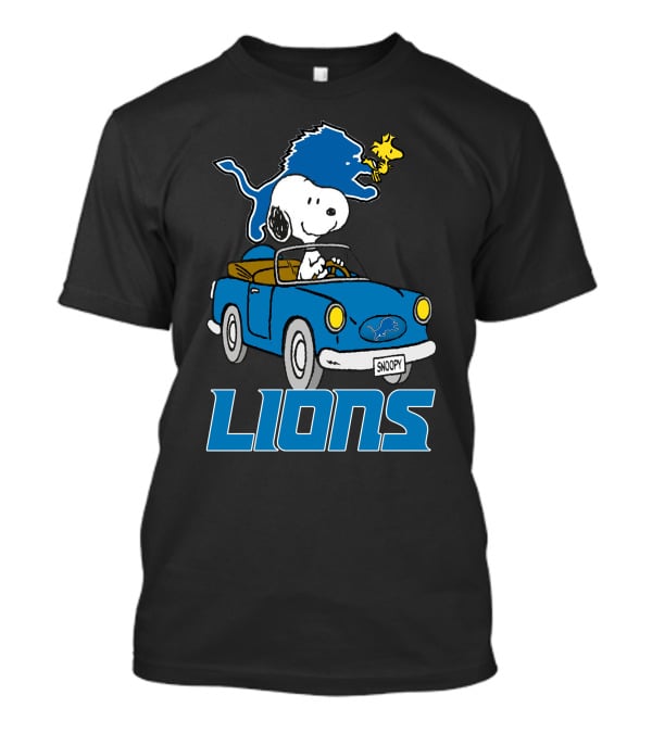 Lions Snoopy Detroit Football Ride With Woodstock T-Shirt