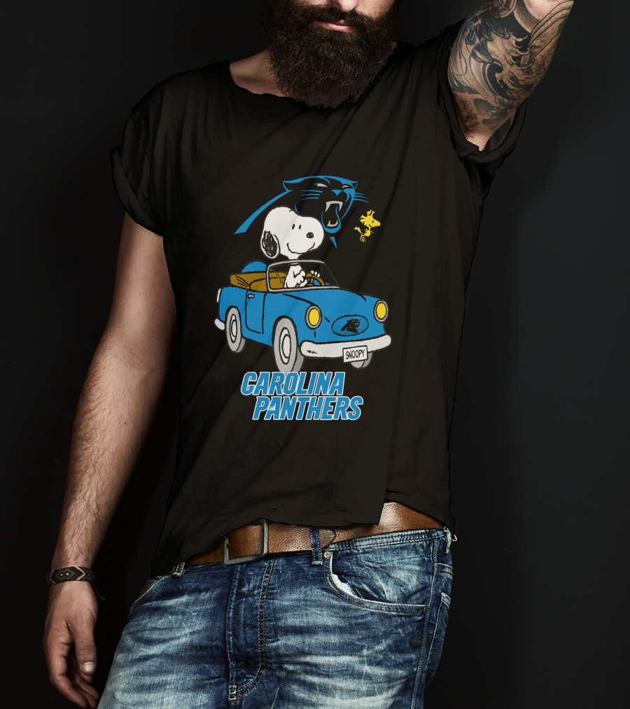Carolina Panthers Snoopy Driving Adventure T-Shirt