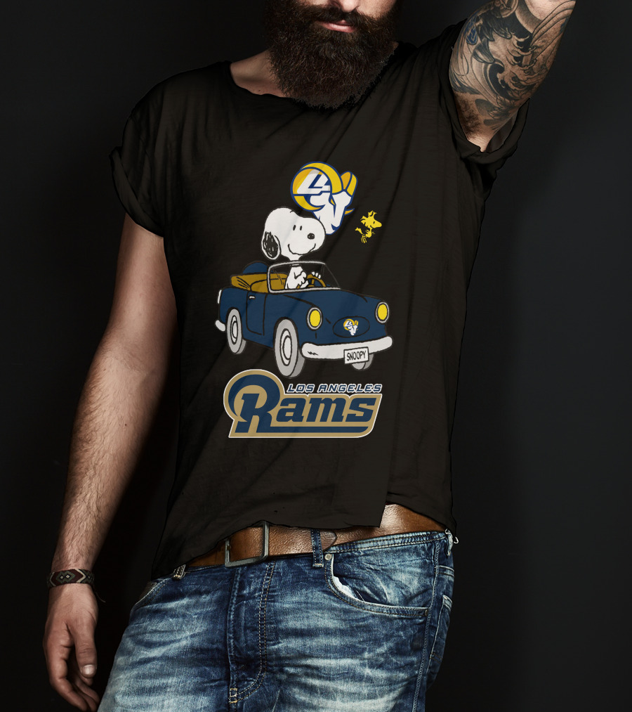 Los Angeles Rams Snoopy Driving With Woodstock T-Shirt