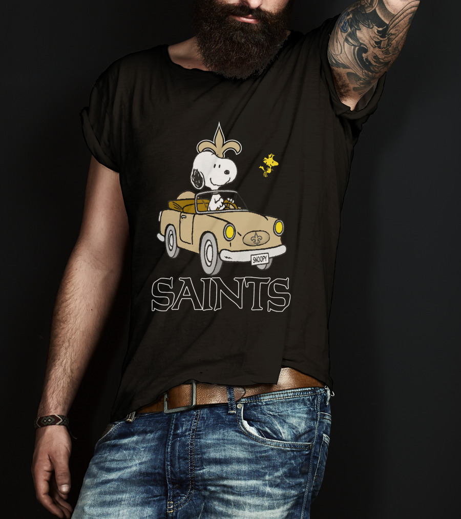 Saints Snoopy And Woodstock Driving Adventure T-Shirt