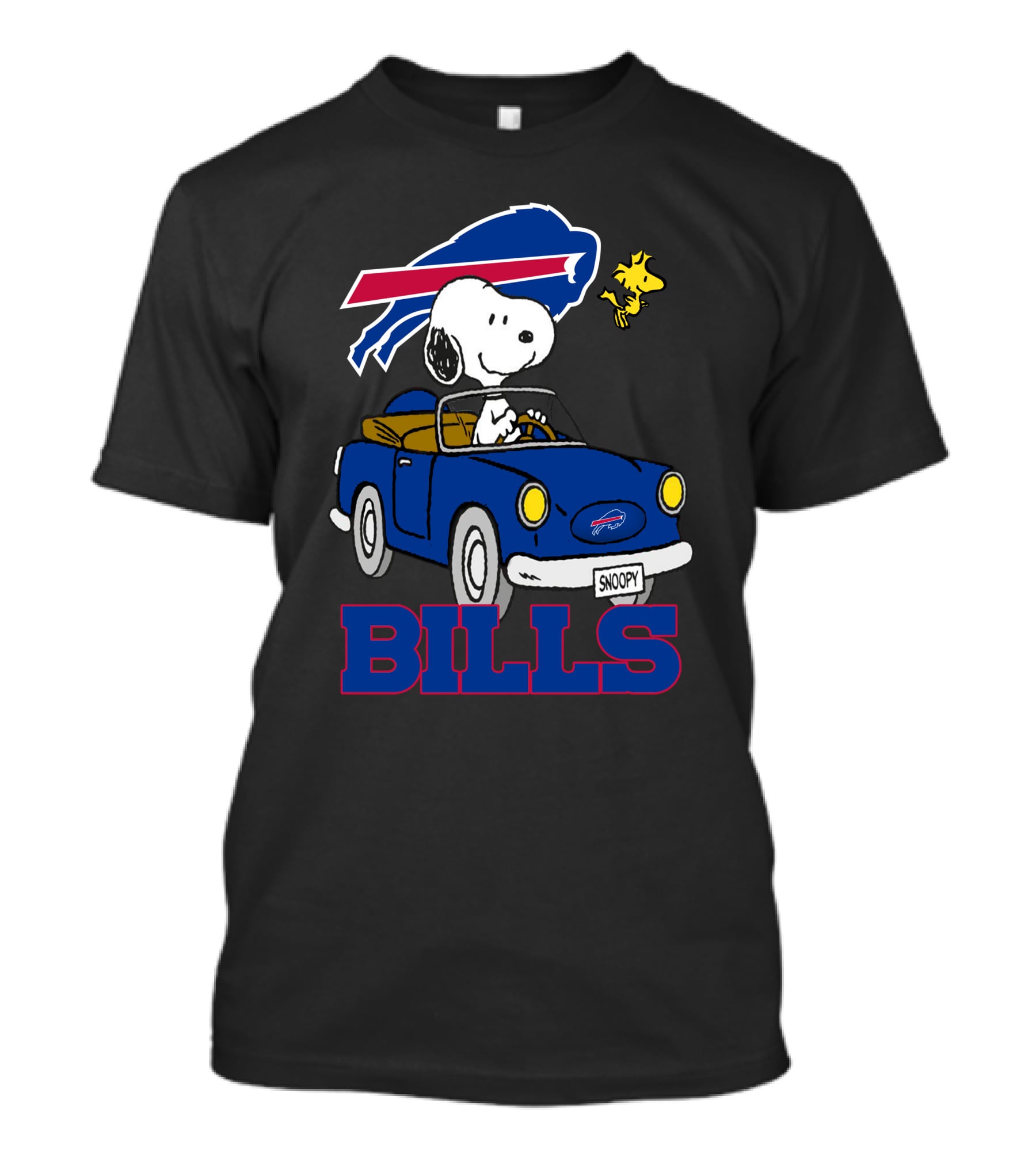 Buffalo Bills Snoopy Driving Woodstock NFL Peanuts T-Shirt