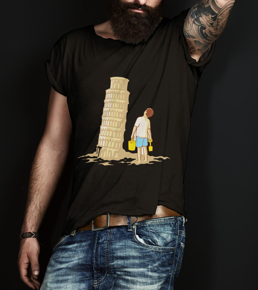 Sandcastle Builder Leaning Tower Of Pisa Summer Fun T-Shirt