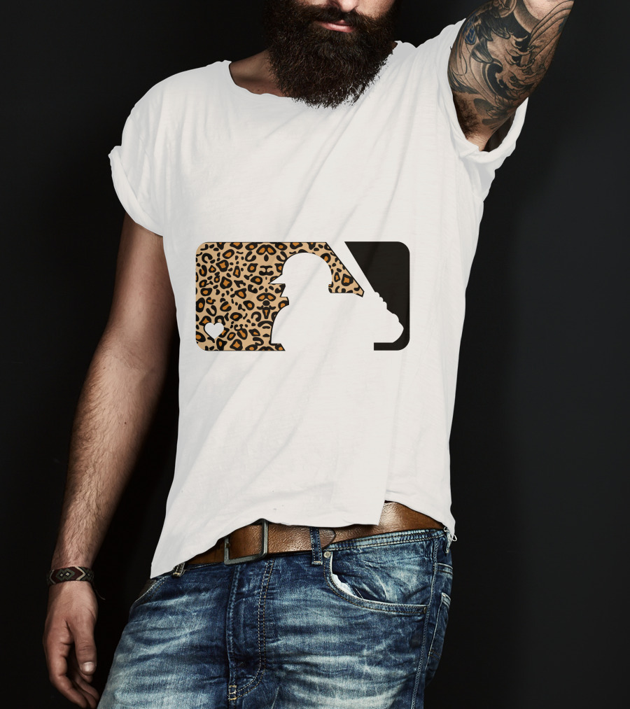 MLB Baseball Leopard Print Batter Silhouette Sublimated T-Shirt
