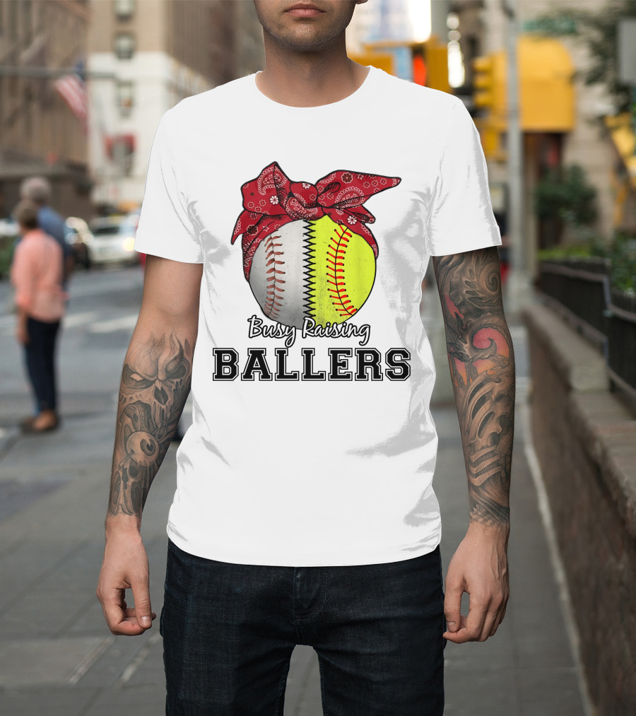 Busy Raising Baseball And Softball Ballers Bandana T-Shirt