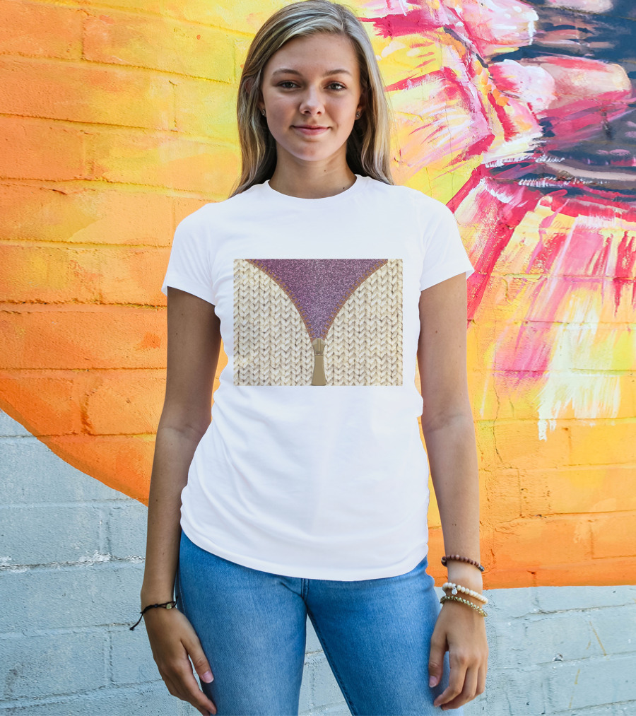 Rose Gold Glitter Knitted Sweater Zipper Tumbler T-Shirt