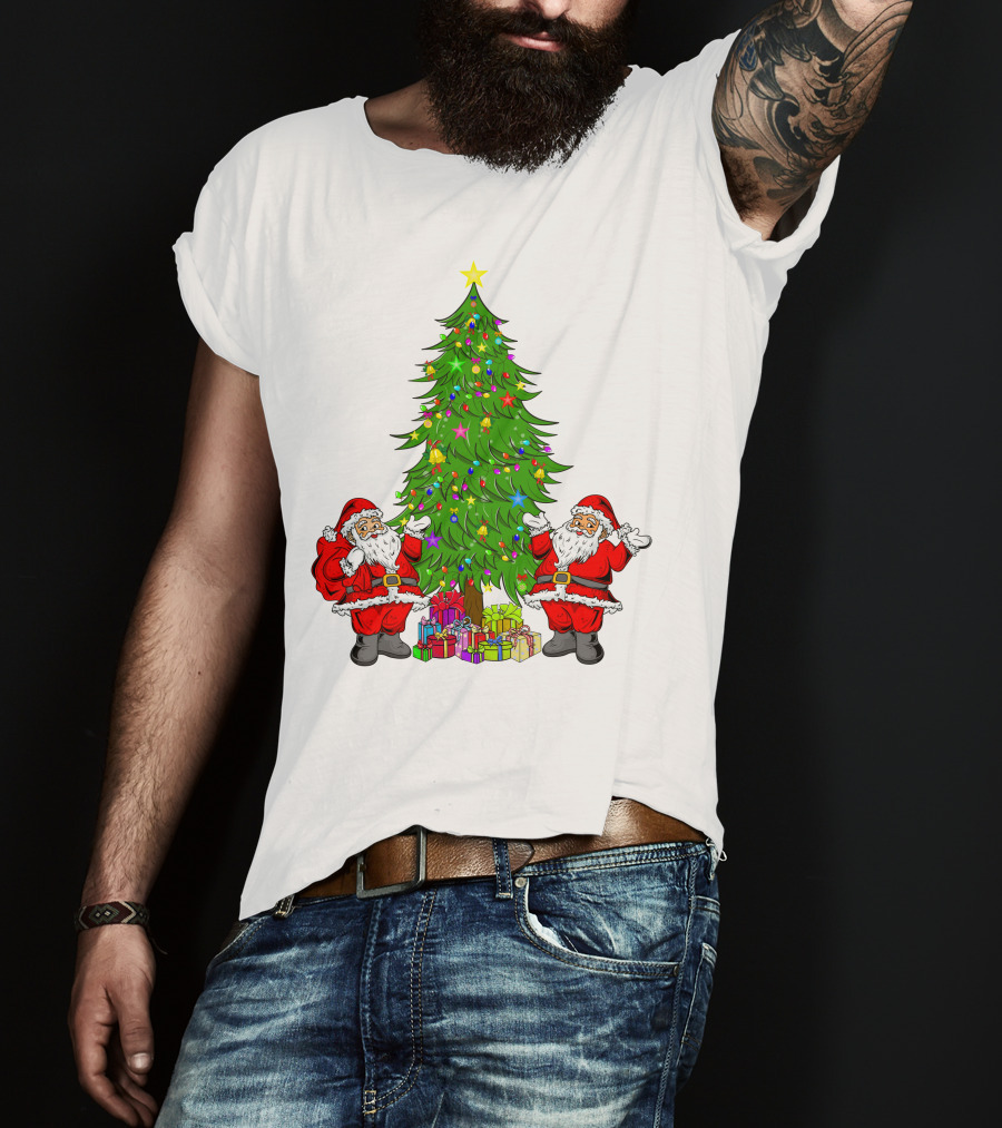 Christmas Tree Santa Claus Presents Holiday Decor T-Shirt