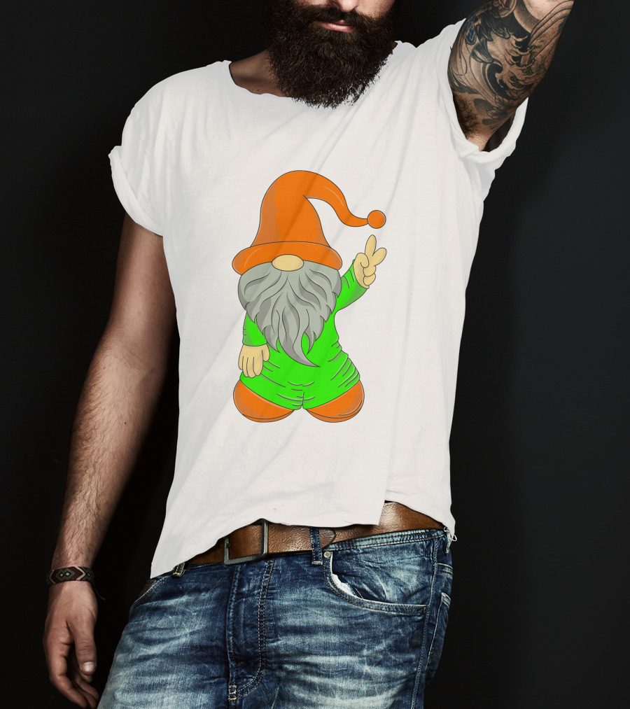 Cute Gnome Say Hi Peace Gesture T-Shirt