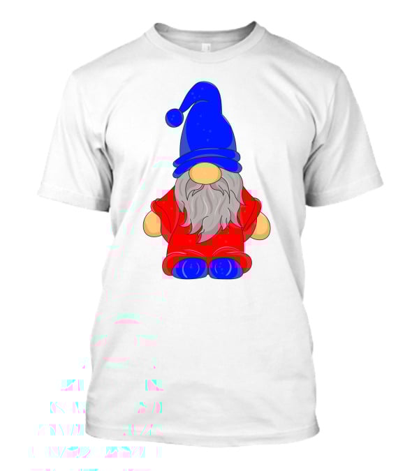 Funny Gnome With Blue Hat And Red Suit T-Shirt