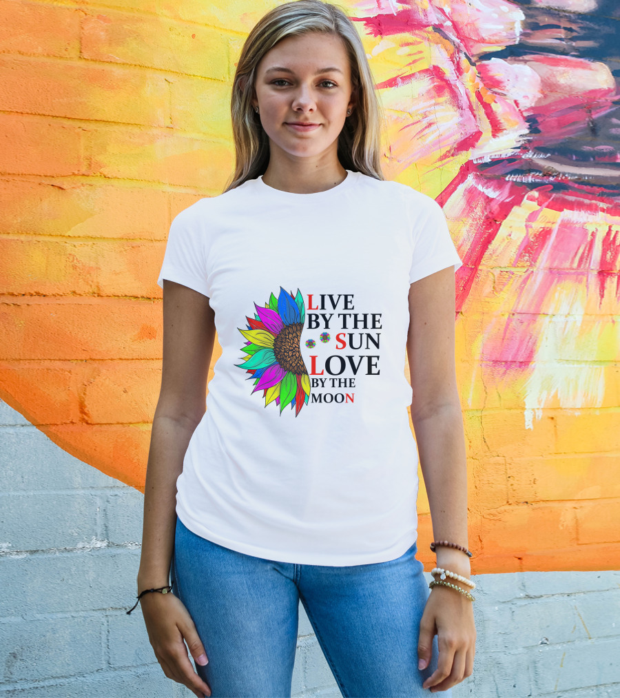 Live By The Sun Love By The Moon Sunflower Colorful T-Shirt