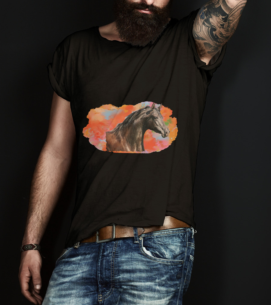 Arabian Horse With Vibrant Abstract Background T-Shirt