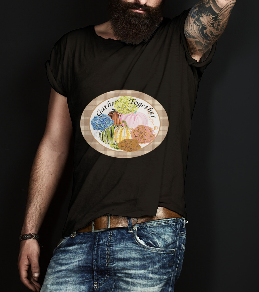 Gather Together Pumpkin Plaid Thanksgiving T-Shirt