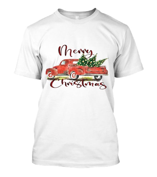 Merry Christmas Red Truck With Festive Tree T-Shirt