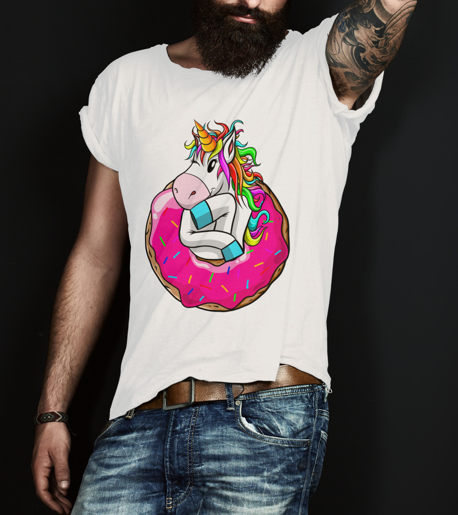 Baby Unicorn Inside Pink Sprinkled Donut T-Shirt