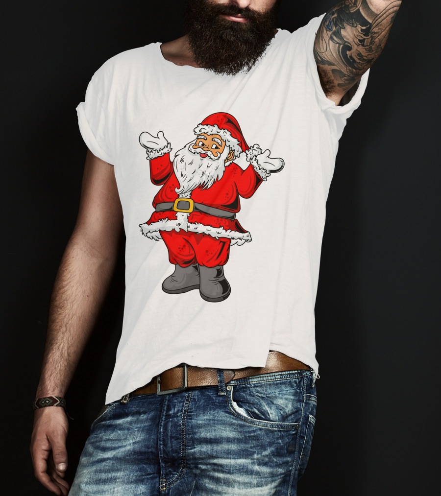 Funny Santa Claus Hands Up In Classic Red Suit T-Shirt