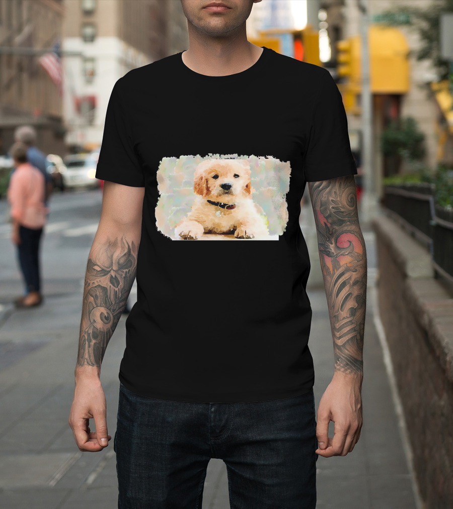 Watercolor Puppy Dog Golden Retriever Pastel Abstract T-Shirt