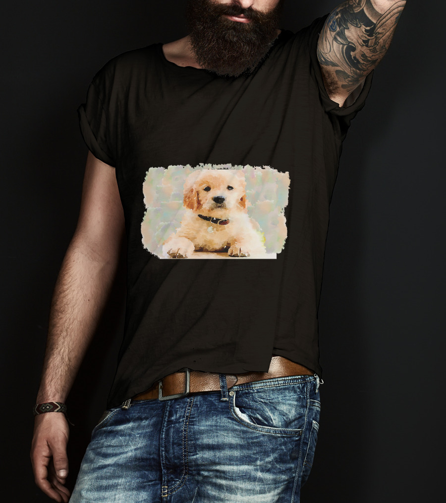 Watercolor Puppy Dog Golden Retriever Pastel Abstract T-Shirt