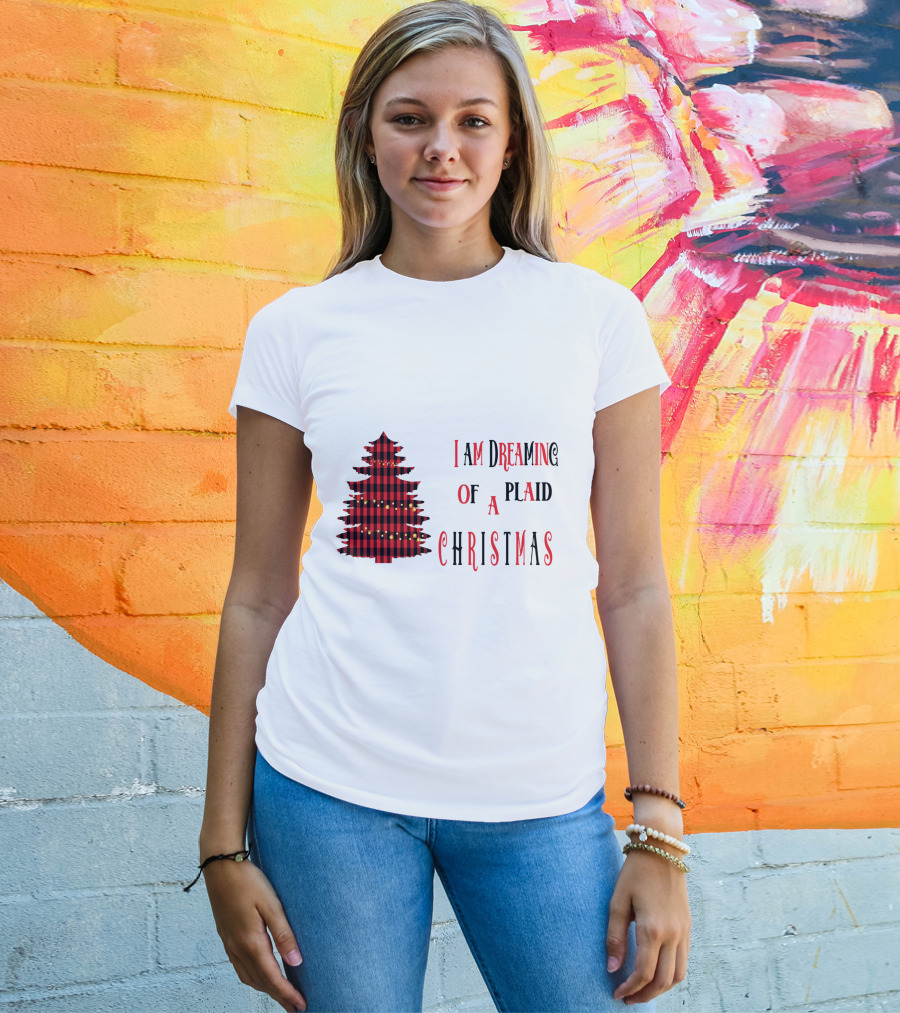 I Am Dreaming Of A Plaid Christmas Tree With Festive Red Black T-Shirt