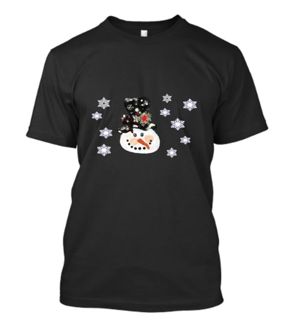 Vintage Watercolor Snowman Face With Snowflakes T-Shirt
