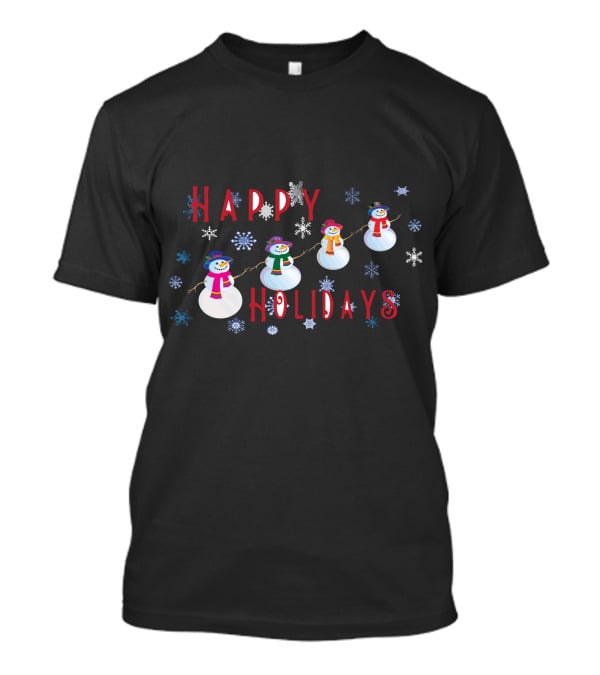Happy Holidays Snowmen With Snowflakes T-Shirt
